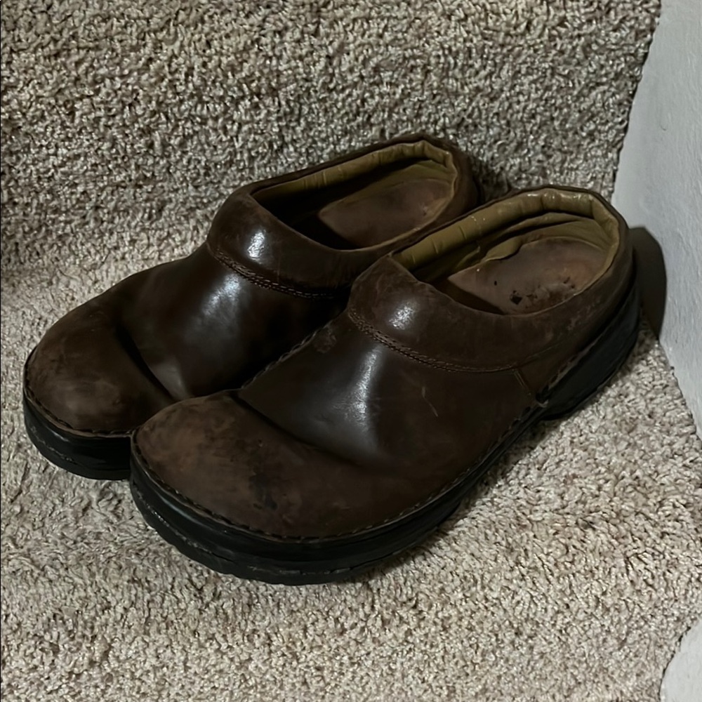 Men's Brown Birkenstock Leather Slip-On Shoes